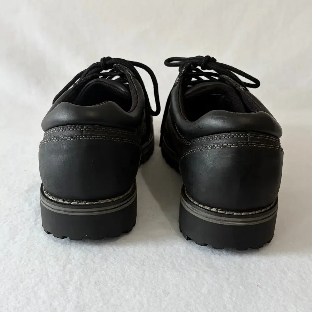 State Street Mens 12 Black Leather Oxford Comfort Daily Loafers Lace Up